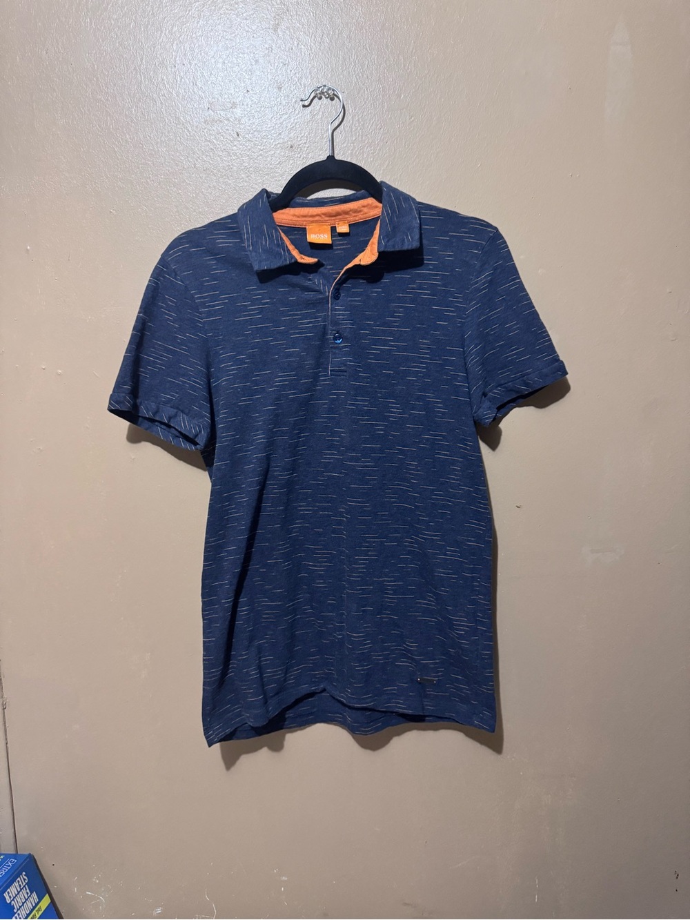 Hugo Boss Orange Men's Size S Blue Orange Heathered Short Sleeve Polo Shirt